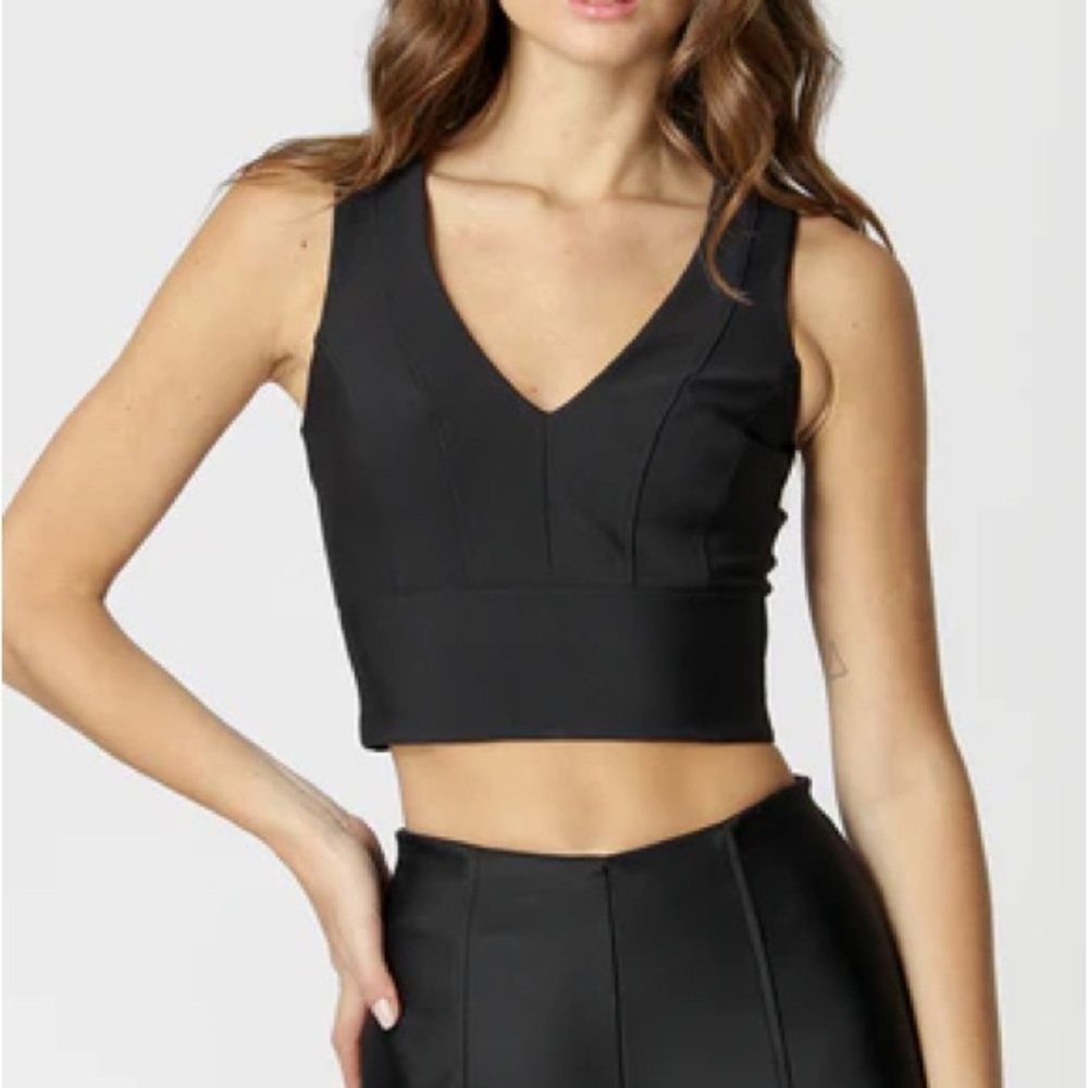 ABS Allen Schwartz cropped cross back sleeveless Top